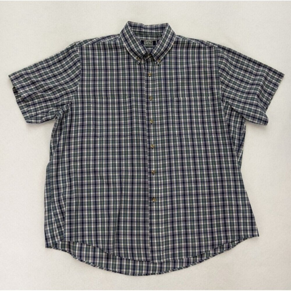 Sutter & Grant Men's Shirt Size XL Blue Plaid Short Sleeve Button-Up